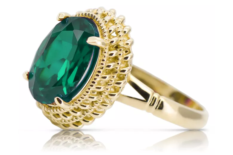 Smarald Aur galben 14K Inel Stil Vintage vrc068y